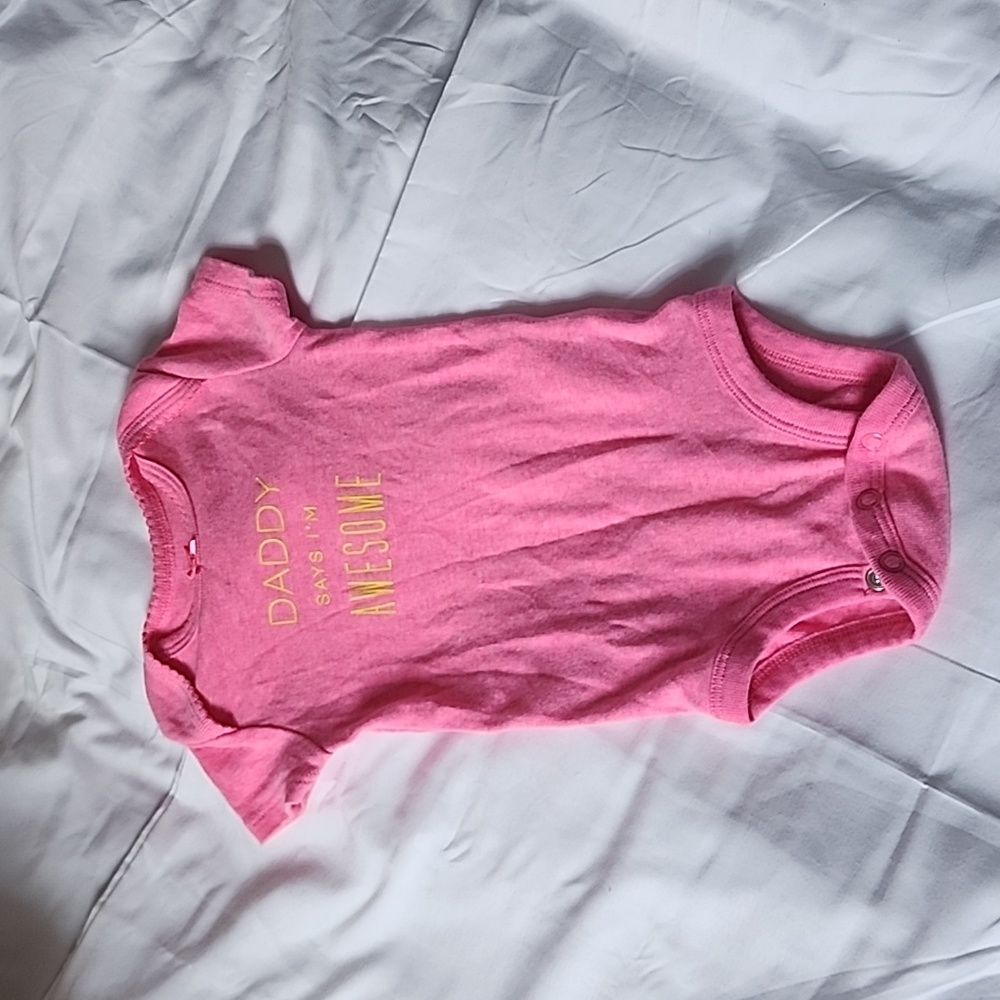Carter's hot pink daddy says I'm awesome graphic diaper shirt